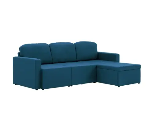Trivietė Modulinė Sofa-Lova, Mėlynos Spalvos, Audinys