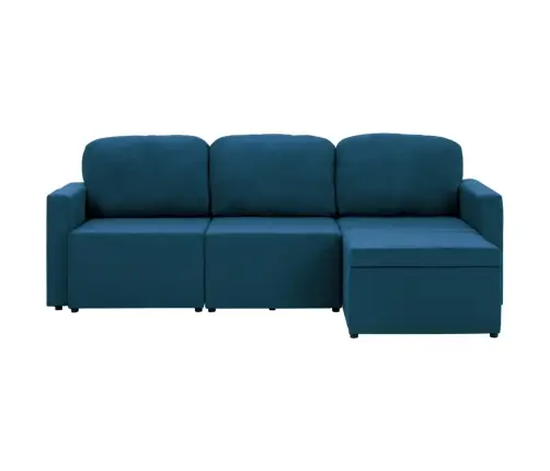 Trivietė Modulinė Sofa-Lova, Mėlynos Spalvos, Audinys