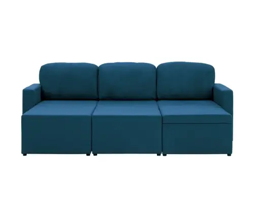 Trivietė Modulinė Sofa-Lova, Mėlynos Spalvos, Audinys