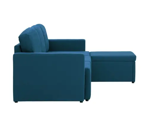 Trivietė Modulinė Sofa-Lova, Mėlynos Spalvos, Audinys