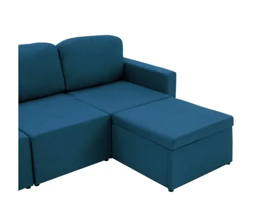 Trivietė Modulinė Sofa-Lova, Mėlynos Spalvos, Audinys