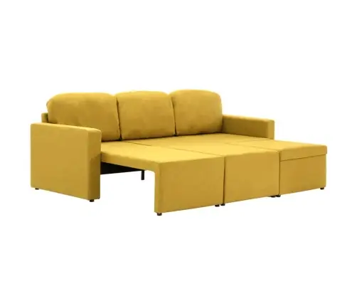 Dīvāngulta, Trīsvietīga, Pārveidojama, Dzeltens Audums Vidaxl
