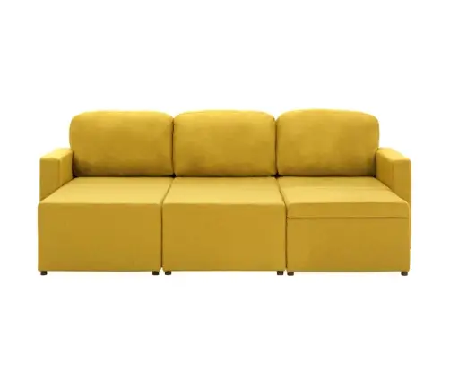 Dīvāngulta, Trīsvietīga, Pārveidojama, Dzeltens Audums Vidaxl