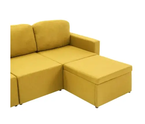 Dīvāngulta, Trīsvietīga, Pārveidojama, Dzeltens Audums Vidaxl