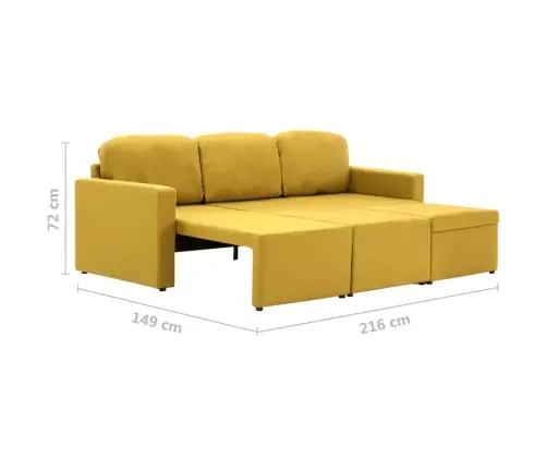 Dīvāngulta, Trīsvietīga, Pārveidojama, Dzeltens Audums Vidaxl