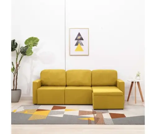 Dīvāngulta, Trīsvietīga, Pārveidojama, Dzeltens Audums Vidaxl