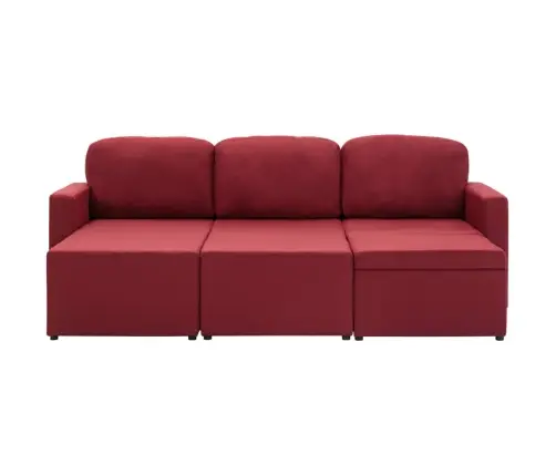 Dīvāngulta, Trīsvietīga, Pārveidojama, Vīnsarkans Audums Vidaxl