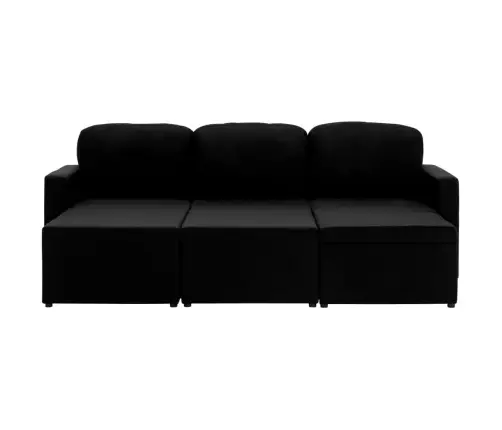 Dīvāngulta, Trīsvietīga, Pārveidojama, Melns Audums Vidaxl