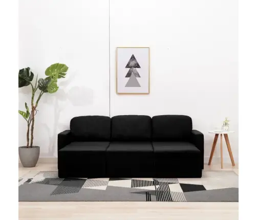 Dīvāngulta, Trīsvietīga, Pārveidojama, Melns Audums Vidaxl