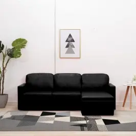 3-Kohaline Modulaarne Diivanvoodi, Must, Kunstnahk
