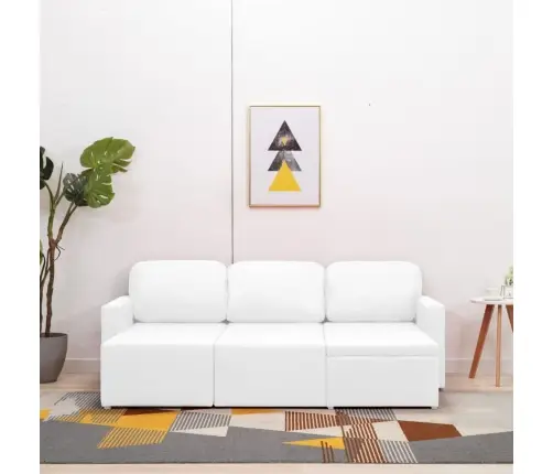 Dīvāngulta, Trīsvietīga, Pārveidojama, Balta Mākslīgā Āda Vidaxl