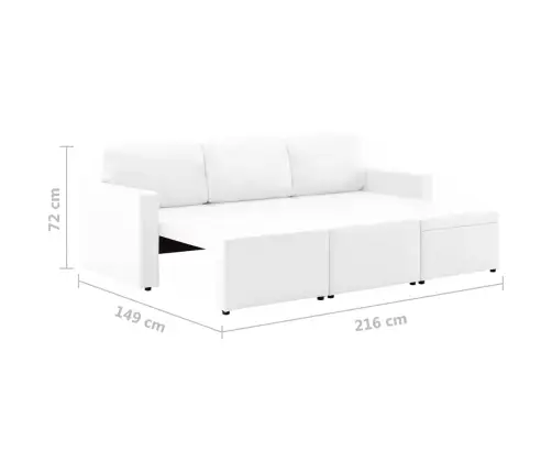 Dīvāngulta, Trīsvietīga, Pārveidojama, Balta Mākslīgā Āda Vidaxl