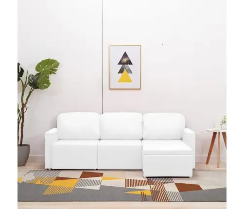 Dīvāngulta, Trīsvietīga, Pārveidojama, Balta Mākslīgā Āda Vidaxl