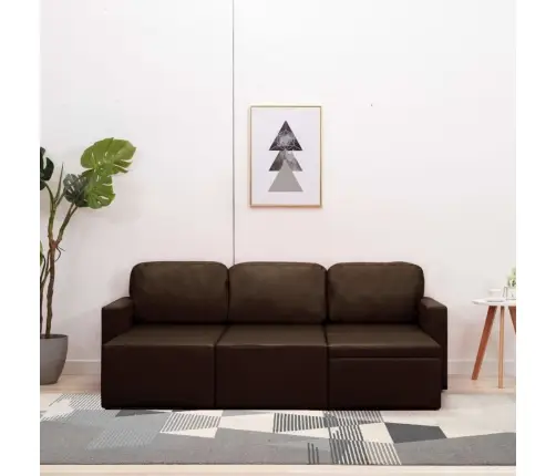 Dīvāngulta, Trīsvietīga, Pārveidojama, Brūna Mākslīgā Āda Vidaxl