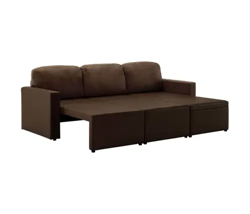 Dīvāngulta, Trīsvietīga, Pārveidojama, Brūna Mākslīgā Āda Vidaxl