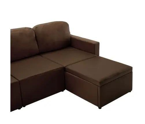 Dīvāngulta, Trīsvietīga, Pārveidojama, Brūna Mākslīgā Āda Vidaxl