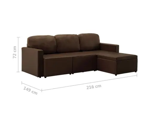 Dīvāngulta, Trīsvietīga, Pārveidojama, Brūna Mākslīgā Āda Vidaxl