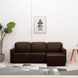 3-Kohaline Modulaarne Diivanvoodi, Pruun, Kunstnahk