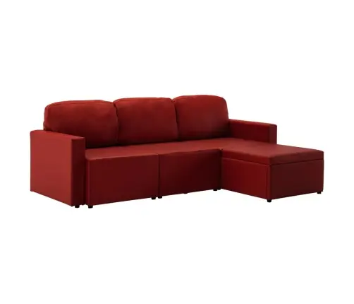 Dīvāngulta, Trīsvietīga, Pārveidojama, Vīnsarkana Mākslīgā Āda Vidaxl