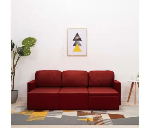 Dīvāngulta, Trīsvietīga, Pārveidojama, Vīnsarkana Mākslīgā Āda Vidaxl