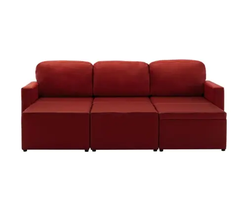 Dīvāngulta, Trīsvietīga, Pārveidojama, Vīnsarkana Mākslīgā Āda Vidaxl