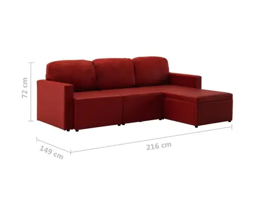 Dīvāngulta, Trīsvietīga, Pārveidojama, Vīnsarkana Mākslīgā Āda Vidaxl