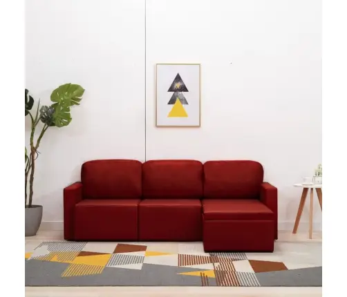 Dīvāngulta, Trīsvietīga, Pārveidojama, Vīnsarkana Mākslīgā Āda Vidaxl