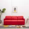 3-Kohaline Modulaarne Diivanvoodi, Punane, Kunstnahk