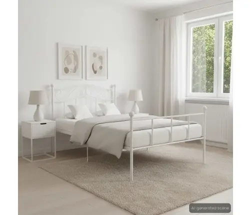 Voodiraam Valge, Metall, 90 X 200 Cm