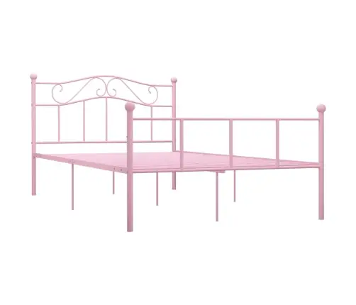 Voodiraam, Roosa, Metall, 140 X 200 Cm