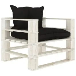 Sodo Sofa Iš Palečių Su Juodos Spalvos Pagalvėmis, Mediena