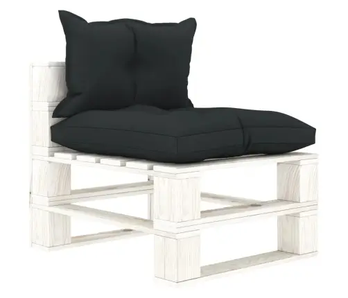 Vidurinė Sodo Sofa Iš Palečių Su Antracito Pagalvėmis, Mediena