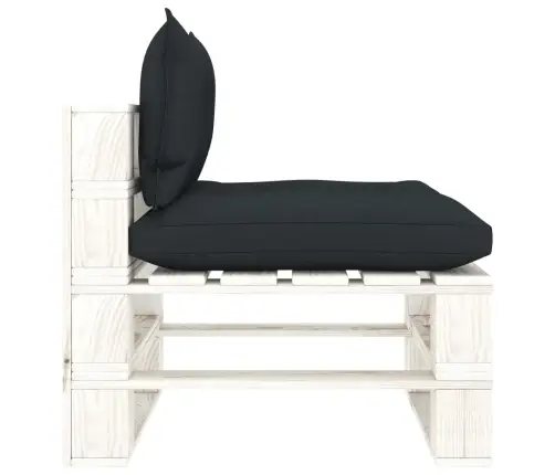 Vidurinė Sodo Sofa Iš Palečių Su Antracito Pagalvėmis, Mediena