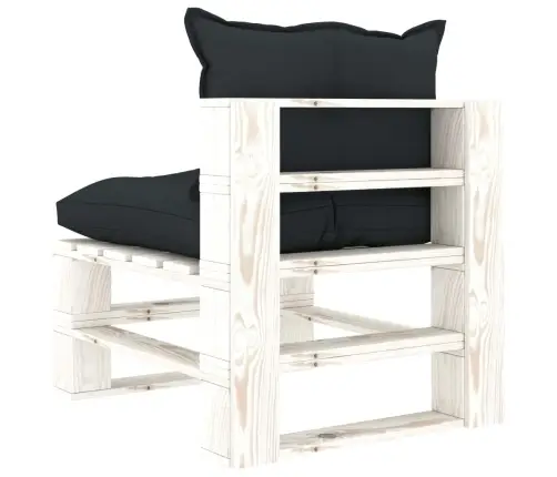 Vidurinė Sodo Sofa Iš Palečių Su Antracito Pagalvėmis, Mediena