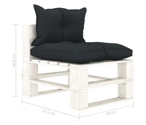 Vidurinė Sodo Sofa Iš Palečių Su Antracito Pagalvėmis, Mediena