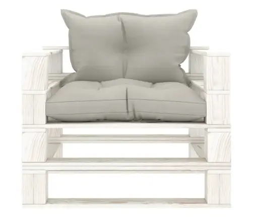 Dārza Palešu Dīvāns Ar Pelēkbrūniem Matračiem, Koks Vidaxl