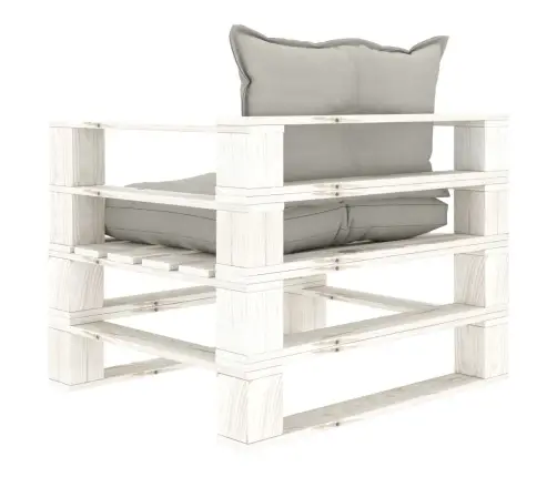 Dārza Palešu Dīvāns Ar Pelēkbrūniem Matračiem, Koks Vidaxl