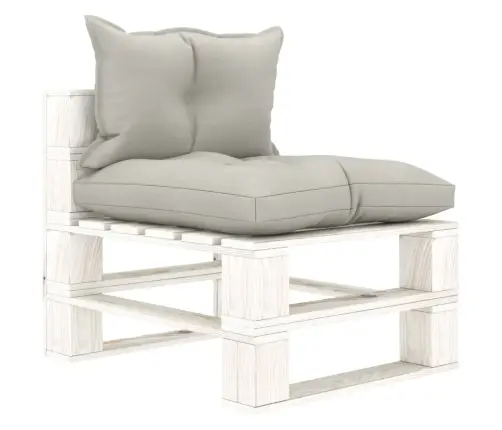 Vidējais Dārza Palešu Dīvāns Ar Pelēkbrūniem Matračiem, Koks Vidaxl