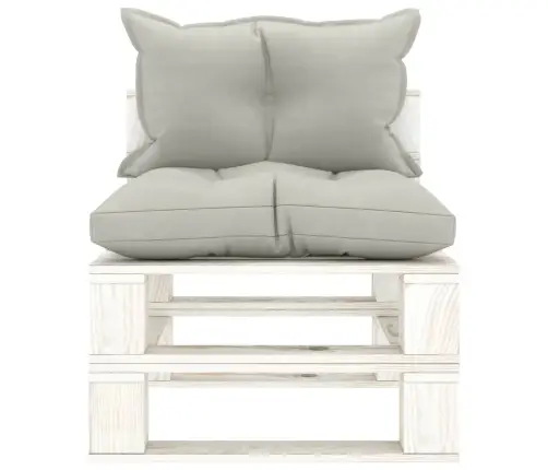 Vidējais Dārza Palešu Dīvāns Ar Pelēkbrūniem Matračiem, Koks Vidaxl