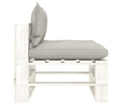 Vidējais Dārza Palešu Dīvāns Ar Pelēkbrūniem Matračiem, Koks Vidaxl