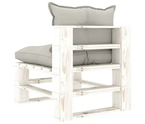 Vidējais Dārza Palešu Dīvāns Ar Pelēkbrūniem Matračiem, Koks Vidaxl