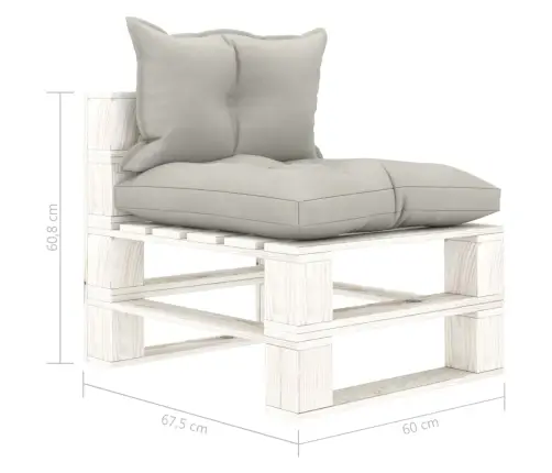 Vidējais Dārza Palešu Dīvāns Ar Pelēkbrūniem Matračiem, Koks Vidaxl