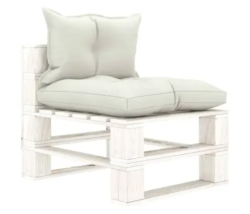 Vidējais Dārza Palešu Dīvāns Ar Bēšiem Matračiem, Koks Vidaxl