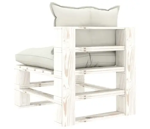 Vidējais Dārza Palešu Dīvāns Ar Bēšiem Matračiem, Koks Vidaxl