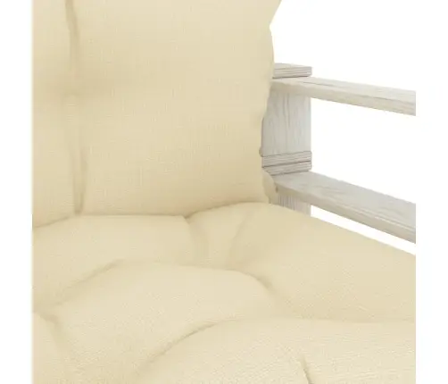 Dārza Palešu Dīvāns Ar Krēmkrāsas Matračiem, Koks Vidaxl