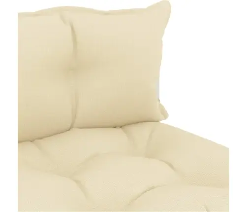 Vidējais Dārza Palešu Dīvāns Ar Krēmkrāsas Matračiem, Koks Vidaxl