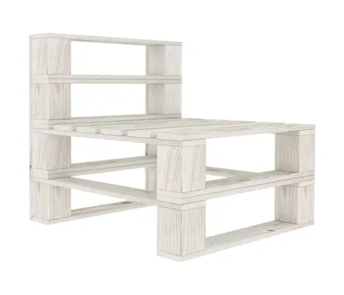 Vidējais Dārza Palešu Dīvāns Ar Krēmkrāsas Matračiem, Koks Vidaxl