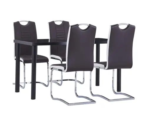 Virtuves Galds Un 4 Krēsli, Brūna Mākslīgā Āda Vidaxl