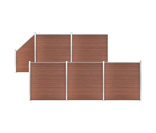 Dārza Žogs, 5 Kvadrāta, 1 Slīps Panelis, 965X186 Cm, Brūns Wpc Vidaxl