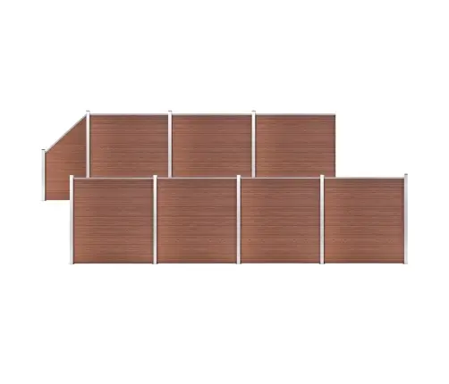 Dārza Žogs, 7 Kvadrāta, 1 Slīps Panelis, 1311X186 Cm, Brūns Wpc Vidaxl